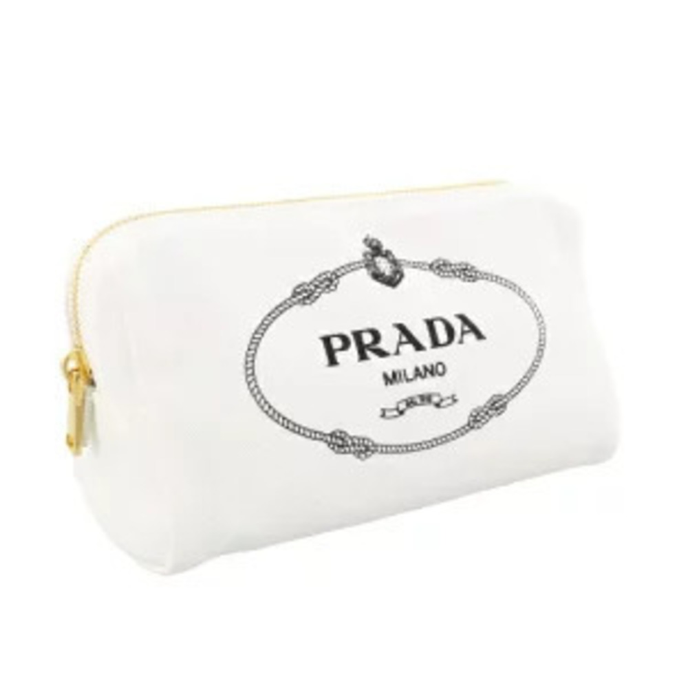 Prada CANAPA BIANCONERO White Clutch White